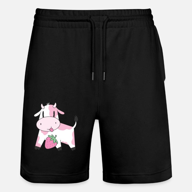 Strawberry Cow - Stanley/Stella Unisex Bio Joggingshorts Trainer  - Schwarz