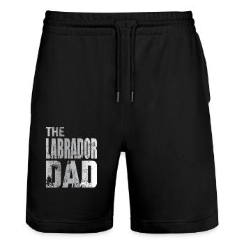 Labrador Dad Walking Golden Retriever Geschenk - Stanley/Stella Unisex Bio Joggingshorts Trainer  - Schwarz - Vorne - Nik (191cm) & Marisol (170cm)