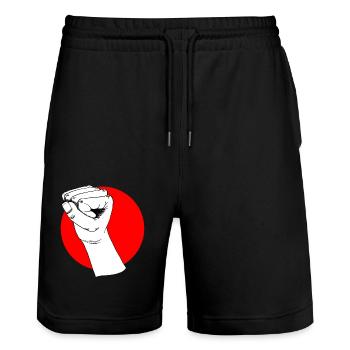 Hand freedom - Stanley/Stella Trainer Unisex Organic Jogging Shorts - black - Front - Nik (191cm) & Marisol (170cm)