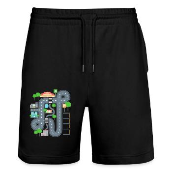 Car Play Mat Shirt for Dad - Stanley/Stella Trainer Unisex Organic Jogging Shorts - black - Front - Nik (191cm) & Marisol (170cm)