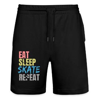 Eat Sleep Skate Repeat - Stanley/Stella Trainer Unisex Organic Jogging Shorts - black - Front - Nik (191cm) & Marisol (170cm)