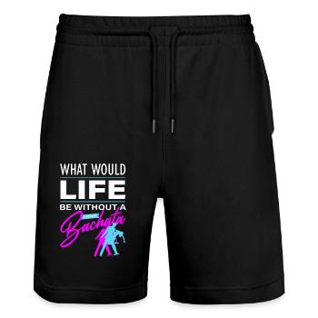 Bachata, bachata dominicain, merengue - Short de jogging bio TRAINER Stanley/Stella unisexe - noir - Devant - Nik (191cm) & Marisol (170cm)