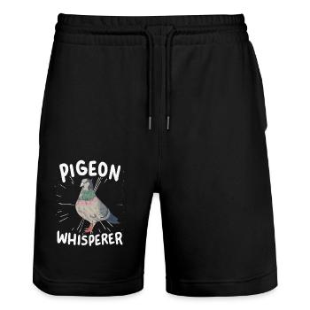 Pigeons sourds Chuchoteurs - Short de jogging bio TRAINER Stanley/Stella unisexe - noir - Devant - Nik (191cm) & Marisol (170cm)