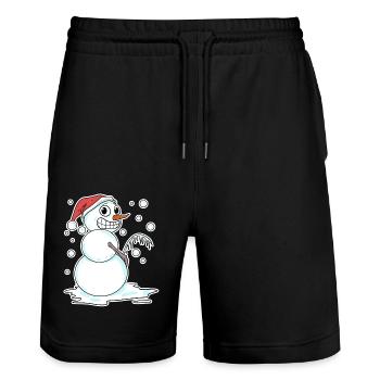 Snowman funny - Stanley/Stella Trainer Unisex Organic Jogging Shorts - black - Front - Nik (191cm) & Marisol (170cm)