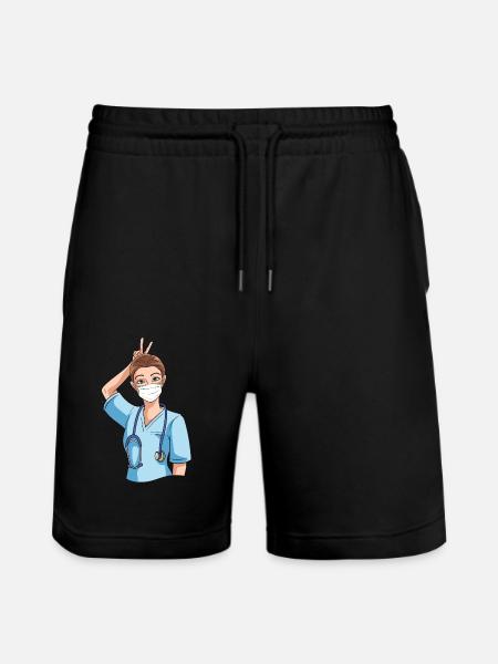 Funny nurse with humor - Stanley/Stella Trainer Unisex Organic Jogging Shorts - black