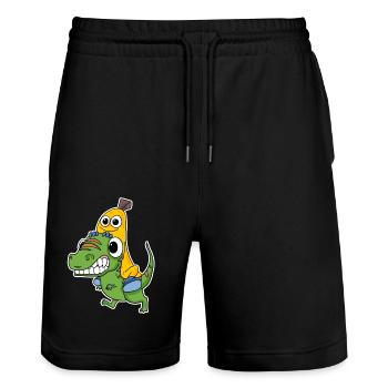 Mauvais dinosaure et jolie banane - Short de jogging bio TRAINER Stanley/Stella unisexe - noir - Devant - Nik (191cm) & Marisol (170cm)