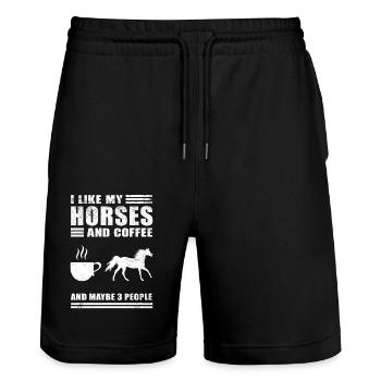I Like Reiten Reiter Geschenkidee Pferde - Stanley/Stella Unisex Bio Joggingshorts Trainer  - Schwarz - Vorne - Nik (191cm) & Marisol (170cm)