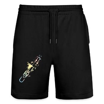 Splash trombone - Stanley/Stella Trainer Unisex Organic Jogging Shorts - black - Front - Nik (191cm) & Marisol (170cm)