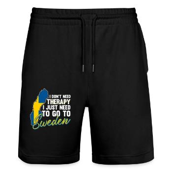 Schweden Therapie Skandinavien Stockholm Geschenk - Stanley/Stella Unisex Bio Joggingshorts Trainer  - Schwarz - Vorne - Nik (191cm) & Marisol (170cm)
