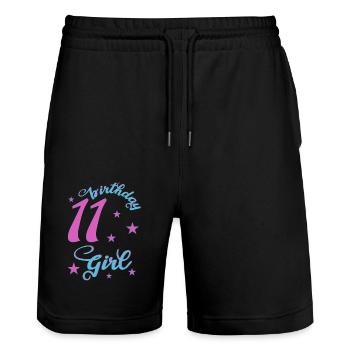 11e anniversaire fille anniversaire fille - Short de jogging bio TRAINER Stanley/Stella unisexe - noir - Devant - Nik (191cm) & Marisol (170cm)