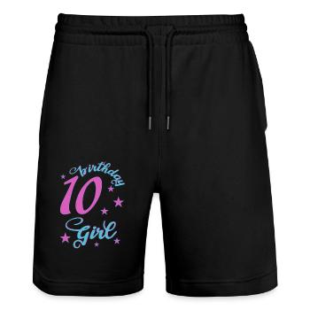 10 anniversaire fille anniversaire fille - Short de jogging bio TRAINER Stanley/Stella unisexe - noir - Devant - Nik (191cm) & Marisol (170cm)