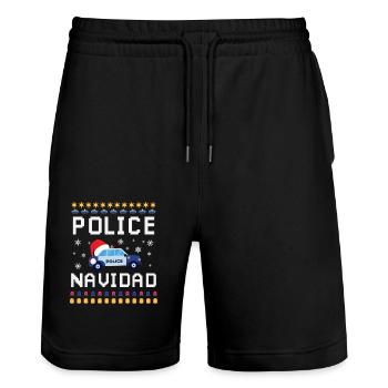Polizei Police Navidad - Stanley/Stella Unisex Bio Joggingshorts Trainer  - Schwarz - Vorne - Nik (191cm) & Marisol (170cm)