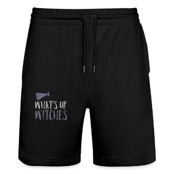 Cadeau de sorcière balai de sorcière - Short de jogging bio TRAINER Stanley/Stella unisexe - noir - Devant - Nik (191cm) & Marisol (170cm)