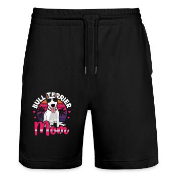Bull Terrier Maman Cadeau Maîtresse Chien - Short de jogging bio TRAINER Stanley/Stella unisexe - noir - Devant - Nik (191cm) & Marisol (170cm)