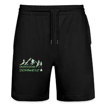 Sächsische Schweiz - Stanley/Stella Unisex Bio Joggingshorts Trainer  - Schwarz - Vorne - Nik (191cm) & Marisol (170cm)