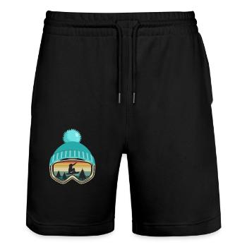Snowboard snowboarding snowboarder gift - Stanley/Stella Trainer Unisex Organic Jogging Shorts - black - Front - Nik (191cm) & Marisol (170cm)