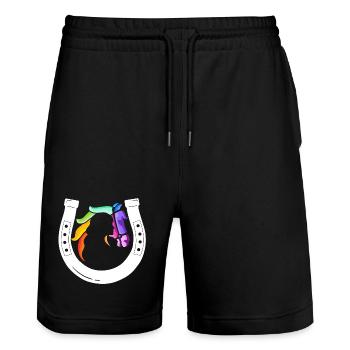 Damen Pferd Liebe Reiterin Pferdeansicht - Stanley/Stella Unisex Bio Joggingshorts Trainer  - Schwarz - Vorne - Nik (191cm) & Marisol (170cm)