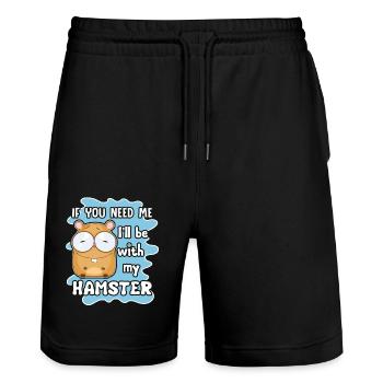 Hamster I'll Be With My Hamster - Stanley/Stella Trainer Unisex Organic Jogging Shorts - black - Front - Nik (191cm) & Marisol (170cm)
