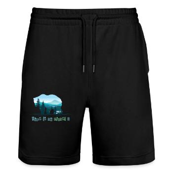 Bär There is no Planet B - Stanley/Stella Unisex Bio Joggingshorts Trainer  - Schwarz - Vorne - Nik (191cm) & Marisol (170cm)