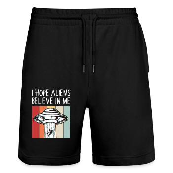 Alien - Stanley/Stella Unisex Bio Joggingshorts Trainer  - Schwarz - Vorne - Nik (191cm) & Marisol (170cm)