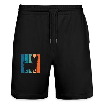 Yorkshire Terrier Dog Dog Owner Retro Gift - Stanley/Stella Trainer Unisex Organic Jogging Shorts - black - Front - Nik (191cm) & Marisol (170cm)