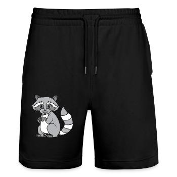 Waschbär - Stanley/Stella Unisex Bio Joggingshorts Trainer  - Schwarz - Vorne - Nik (191cm) & Marisol (170cm)