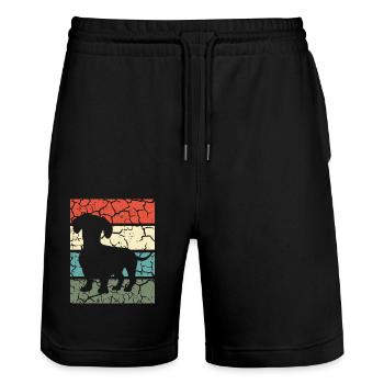 Dachshund Dog Dog Lover Teckel Retro Gift - Stanley/Stella Trainer Unisex Organic Jogging Shorts - black - Front - Nik (191cm) & Marisol (170cm)