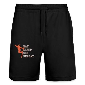 Eat Sleep Ski Repeat - Short de jogging bio TRAINER Stanley/Stella unisexe - noir - Devant - Nik (191cm) & Marisol (170cm)