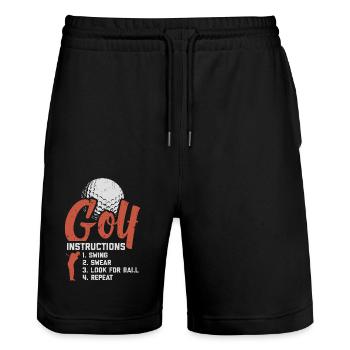 Golf Lustig Golfspieler Golfen Geschenk Golfer - Stanley/Stella Unisex Bio Joggingshorts Trainer  - Schwarz - Vorne - Nik (191cm) & Marisol (170cm)