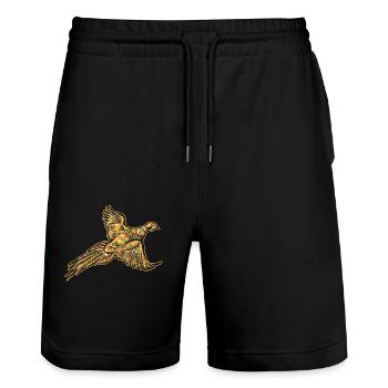 Geometrische Fasanenhemden - Stanley/Stella Unisex Bio Joggingshorts Trainer  - Schwarz - Vorne - Nik (191cm) & Marisol (170cm)