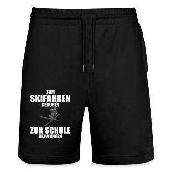 Zum Skifahren geboren zur Schule gezwungen Ski - Stanley/Stella Unisex Bio Joggingshorts Trainer  - Schwarz - Vorne - Nik (191cm) & Marisol (170cm)