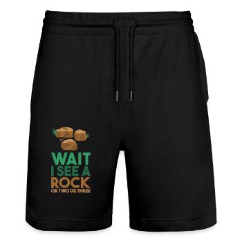 Wait I See A Rock - Short de jogging bio TRAINER Stanley/Stella unisexe - noir - Devant - Nik (191cm) & Marisol (170cm)