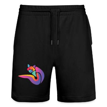 Fox nature foxes foxy wild animal cute dog - Stanley/Stella Trainer Unisex Organic Jogging Shorts - black - Front - Nik (191cm) & Marisol (170cm)