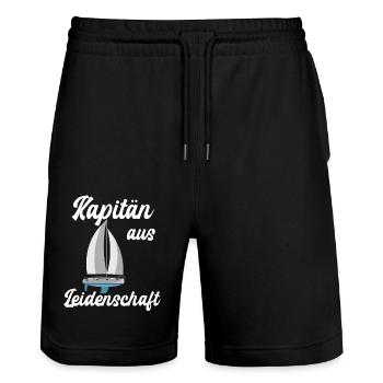 Kapitän Seefahrt Boot Schiff Segeln Anker - Stanley/Stella Unisex Bio Joggingshorts Trainer  - Schwarz - Vorne - Nik (191cm) & Marisol (170cm)