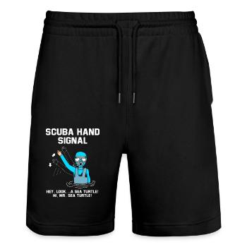 Taucher Handzeichen Scuba Diving - Stanley/Stella Unisex Bio Joggingshorts Trainer  - Schwarz - Vorne - Nik (191cm) & Marisol (170cm)