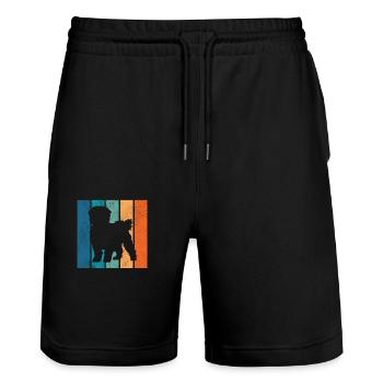 Maltese Dog Puppy Walker Retro Gift - Stanley/Stella Trainer Unisex Organic Jogging Shorts - black - Front - Nik (191cm) & Marisol (170cm)