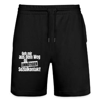 Geh Mir Aus Dem Weg Du Unnötiger Sozialkontakt - Stanley/Stella Unisex Bio Joggingshorts Trainer  - Schwarz - Vorne - Nik (191cm) & Marisol (170cm)