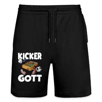 Tischfussball Tischkicker Tischfußball Kicker Gott - Stanley/Stella Unisex Bio Joggingshorts Trainer  - Schwarz - Vorne - Nik (191cm) & Marisol (170cm)