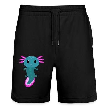 Axolotl, axolotl gamessalotl, mignon axolotl, - Short de jogging bio TRAINER Stanley/Stella unisexe - noir - Devant - Nik (191cm) & Marisol (170cm)
