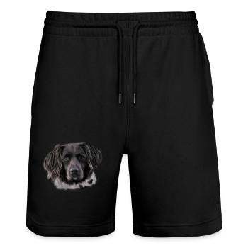 Hovawart Hunderasse Hund Hunde Geschenk - Stanley/Stella Unisex Bio Joggingshorts Trainer  - Schwarz - Vorne - Nik (191cm) & Marisol (170cm)