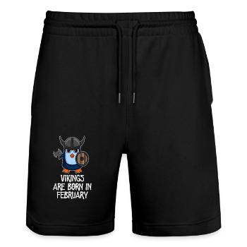 Les Vikings sont nés en février - Penguin Vikings - Short de jogging bio TRAINER Stanley/Stella unisexe - noir - Devant - Nik (191cm) & Marisol (170cm)