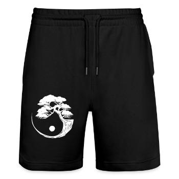 Bonsai Tree - Stanley/Stella Trainer Unisex Organic Jogging Shorts - black - Front - Nik (191cm) & Marisol (170cm)