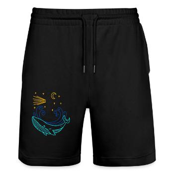 Wal Leuchtturm Mond - Stanley/Stella Unisex Bio Joggingshorts Trainer  - Schwarz - Vorne - Nik (191cm) & Marisol (170cm)
