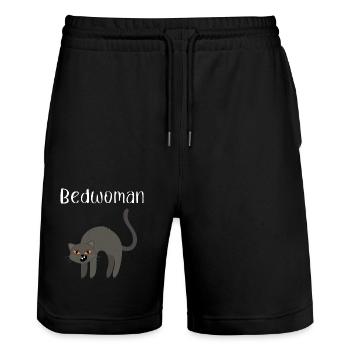 Bedwoman chat chemise de nuit pyjama pyjama lit - Short de jogging bio TRAINER Stanley/Stella unisexe - noir - Devant - Nik (191cm) & Marisol (170cm)