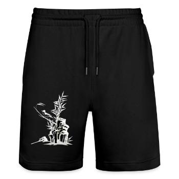 Japan Asia Bamboo Sun Kanji simple nature - Stanley/Stella Trainer Unisex Organic Jogging Shorts - black - Front - Nik (191cm) & Marisol (170cm)