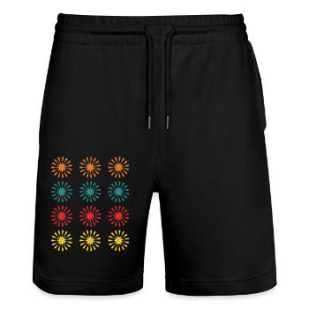STERN. STERN. STERNE. FEST. JAHRESTAG. WEIHNACHTEN. - Stanley/Stella Unisex Bio Joggingshorts Trainer  - Schwarz - Vorne - Nik (191cm) & Marisol (170cm)