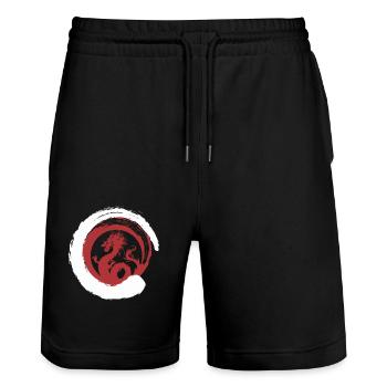 Drachen Japan Asien Bambus Sonne Kanji Natur - Stanley/Stella Unisex Bio Joggingshorts Trainer  - Schwarz - Vorne - Nik (191cm) & Marisol (170cm)