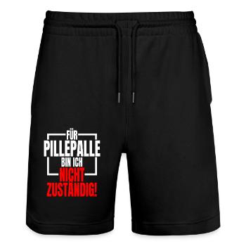 Für Pillepalle Bin Ich Nicht Zuständig Ruhrpott - Stanley/Stella Unisex Bio Joggingshorts Trainer  - Schwarz - Vorne - Nik (191cm) & Marisol (170cm)