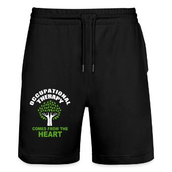 Therapie - Stanley/Stella Unisex Bio Joggingshorts Trainer  - Schwarz - Vorne - Nik (191cm) & Marisol (170cm)