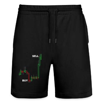 stock exchange - Stanley/Stella Trainer Unisex Organic Jogging Shorts - black - Front - Nik (191cm) & Marisol (170cm)